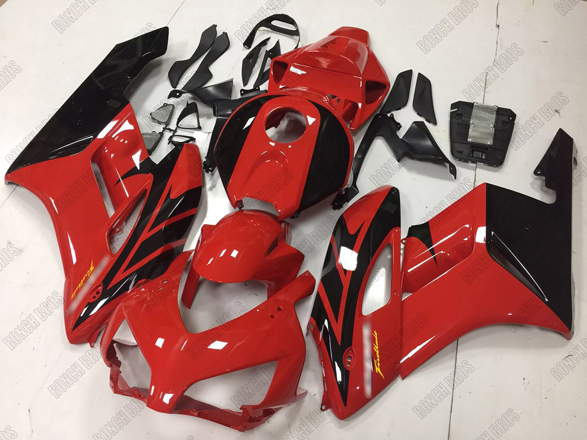 Fairings For Honda CBR 1000 RR Black & Red Flame Shark (2004-2005) main image 0